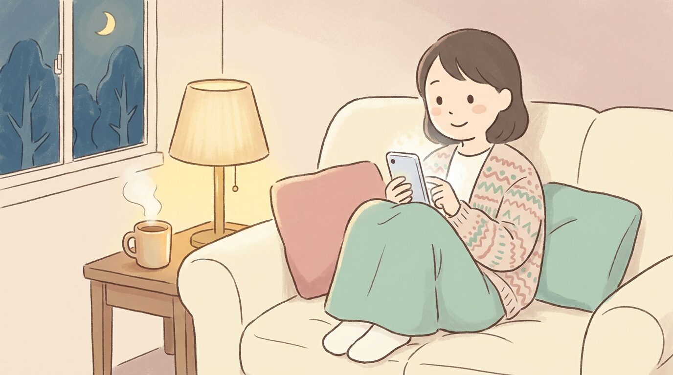 発達グレー子育てのイライラをスマホで気軽に相談してほっとするお母さんのイラスト
