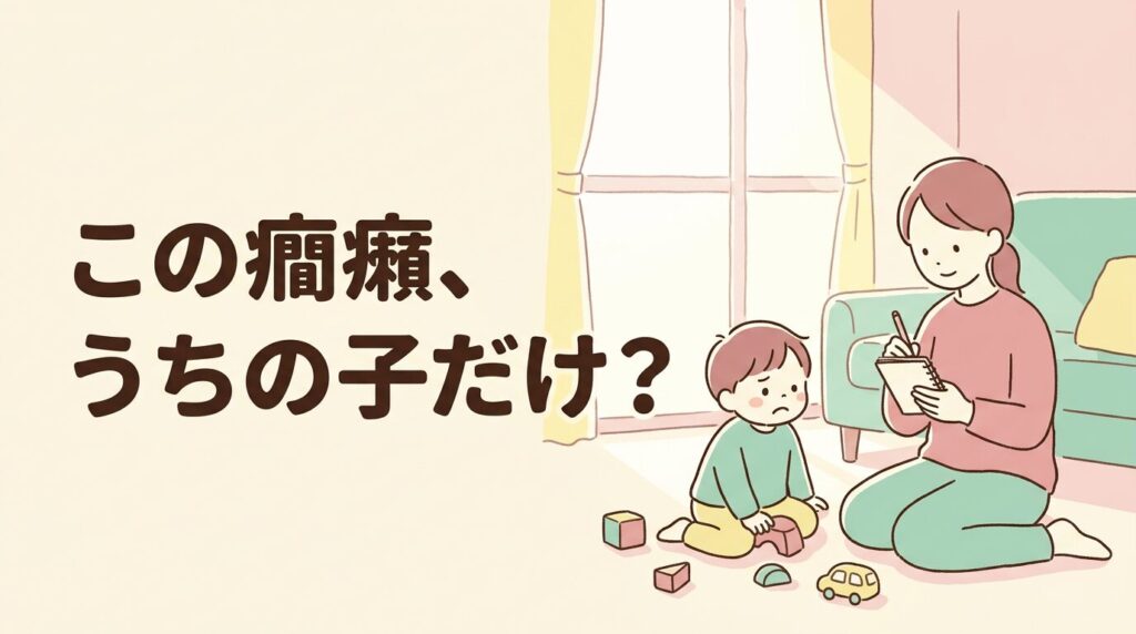 癇癪と発達障害の見分け方に悩む母親と子どものイラスト