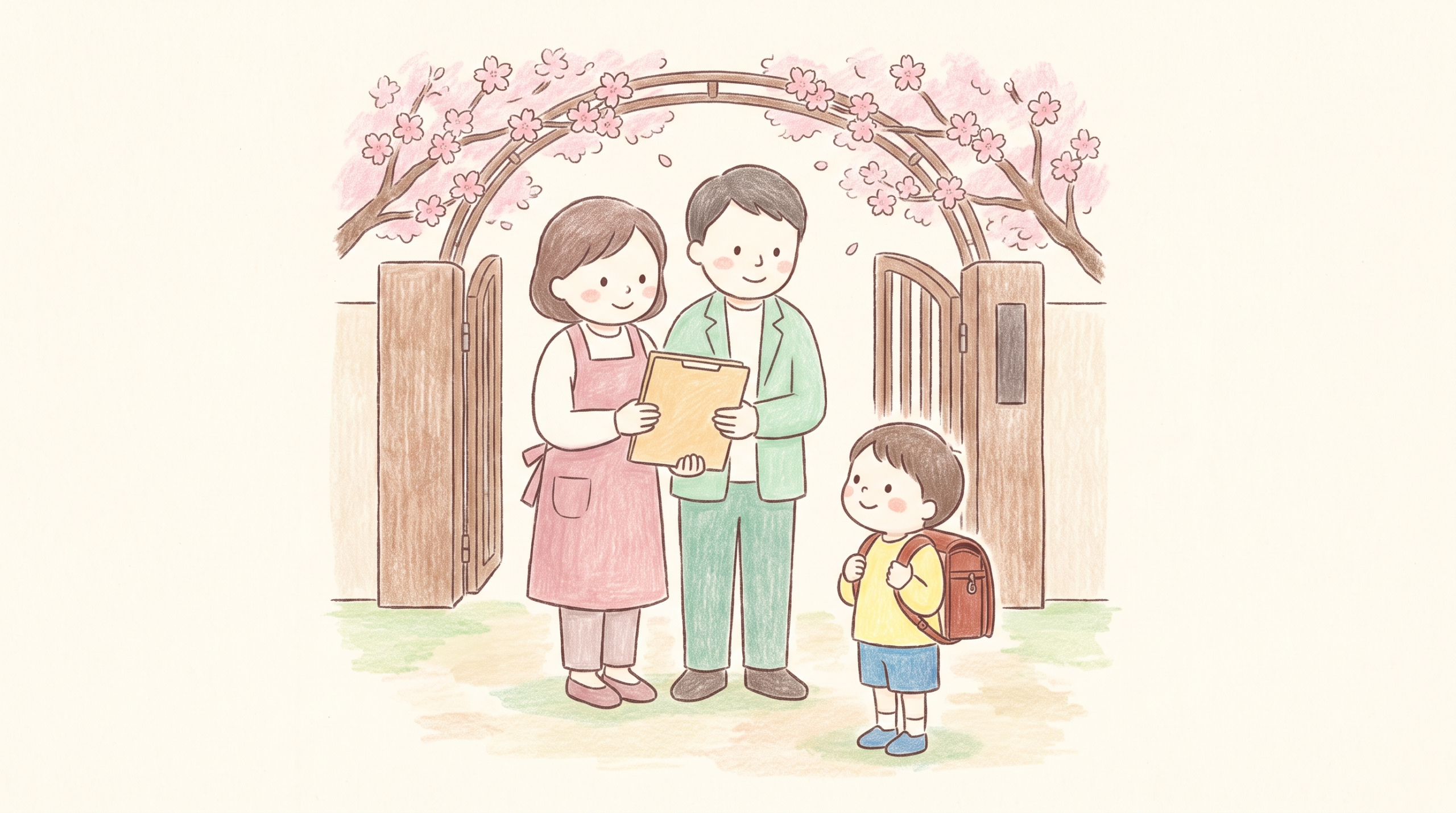 園の先生と小学校の先生が引き継ぎをする様子